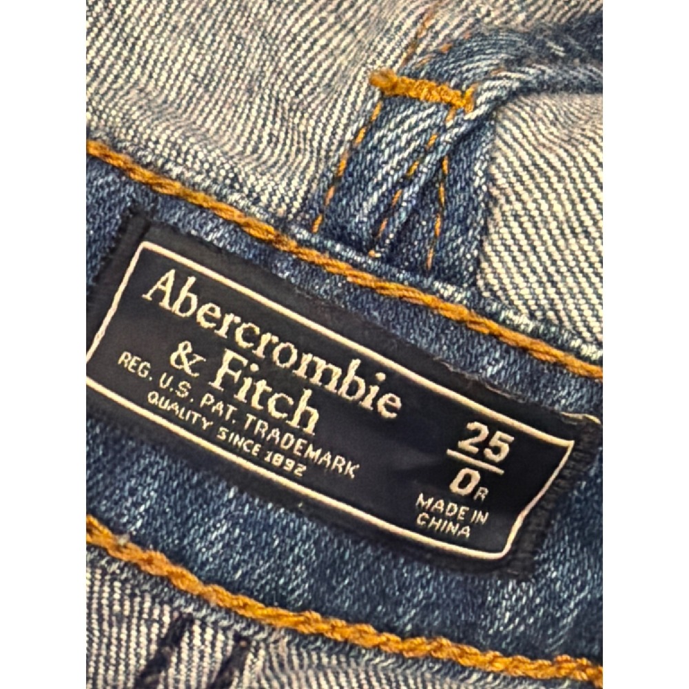 Abercrombie & Fitch Slim Leg Overalls Raw Hem Side Zip Stretch Blue Size 25/0